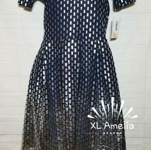 NAVY Blue & Silver Holiday Elegant Dress